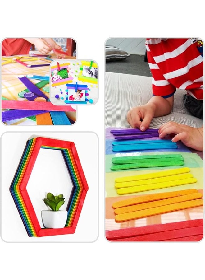 CRAFT MAGIC 60PCS 6 Inch Colored Jumbo Wooden Craft Sticks Rainbow Wide Popsicle & Lollipop Sticks for DIY Crafts, Ice Pops, Creative Designs, School Projects & Home Art Activities - Image 5